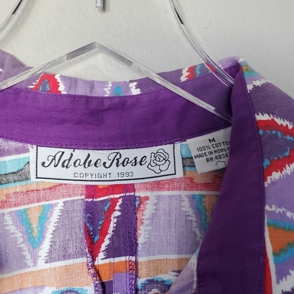 Vintage Western Aztec Print Button Down Shirt M - Picture 7 of 8